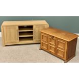 MODERN LIGHT OAK EFFECT SIDEBOARD/ENTERTAINMENT CUPBOARD - 63cms H, 131cms W, 41cms D and a PINE