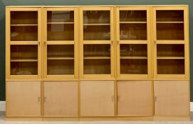 MODERN BOOKCASE CUPBOARDS (5) - single glazed upper door, base cupboard with interior adjustable