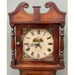VICTORIAN OAK LONGCASE CLOCK - maker Edwards of Oswestry with Roman numerals on a painted dial