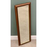 RECTANGULAR DRESSING MIRROR - bevelled glass and timber framed, 134 x 42cms