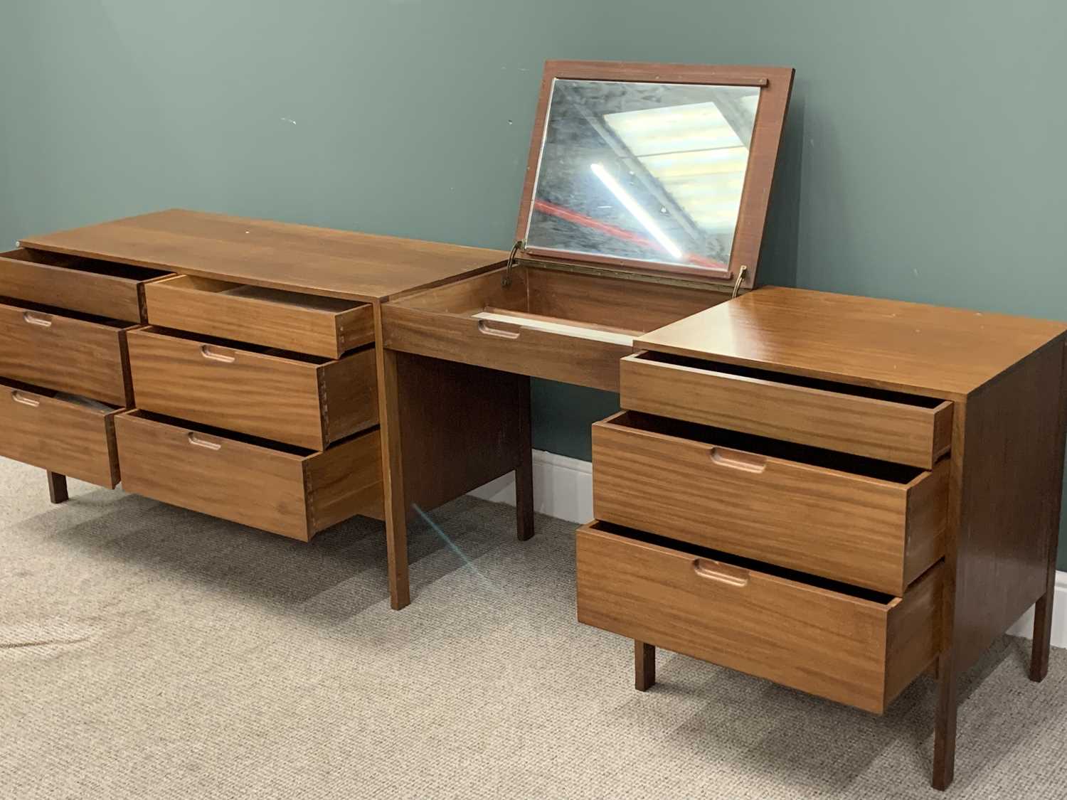 MID CENTURY CHESTS (3 MODULES) - two chests, 71cms H, 124cms W, 51cms D and 71cms H, 63cms W, - Image 2 of 6