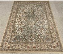 LARGE RUG - eastern style with multiple floral decorated borders and central diamond motif, 200 x