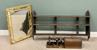 FURNITURE ASSORTMENT - vintage three shelf wall rack, 84cms H, 15cms W, 19cms D, an ornate gilt