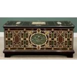 ITALIAN CASSONE/MARRIAGE CHEST - hardwood veneers inlaid with decorative horn and shaped colourful
