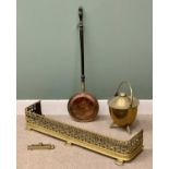 BRASS & COPPER - to include a brass fender, an excellent example, a bedwarming pan ETC