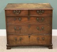 GEORGIAN MAHOGANY CHEST OF DRAWERS - pine carcass, having two short over three long drawers with