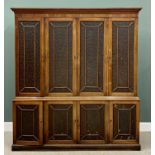 VICTORIAN BOOKCASE CUPBOARD - mahogany solicitor's type, the upper section with four panelled