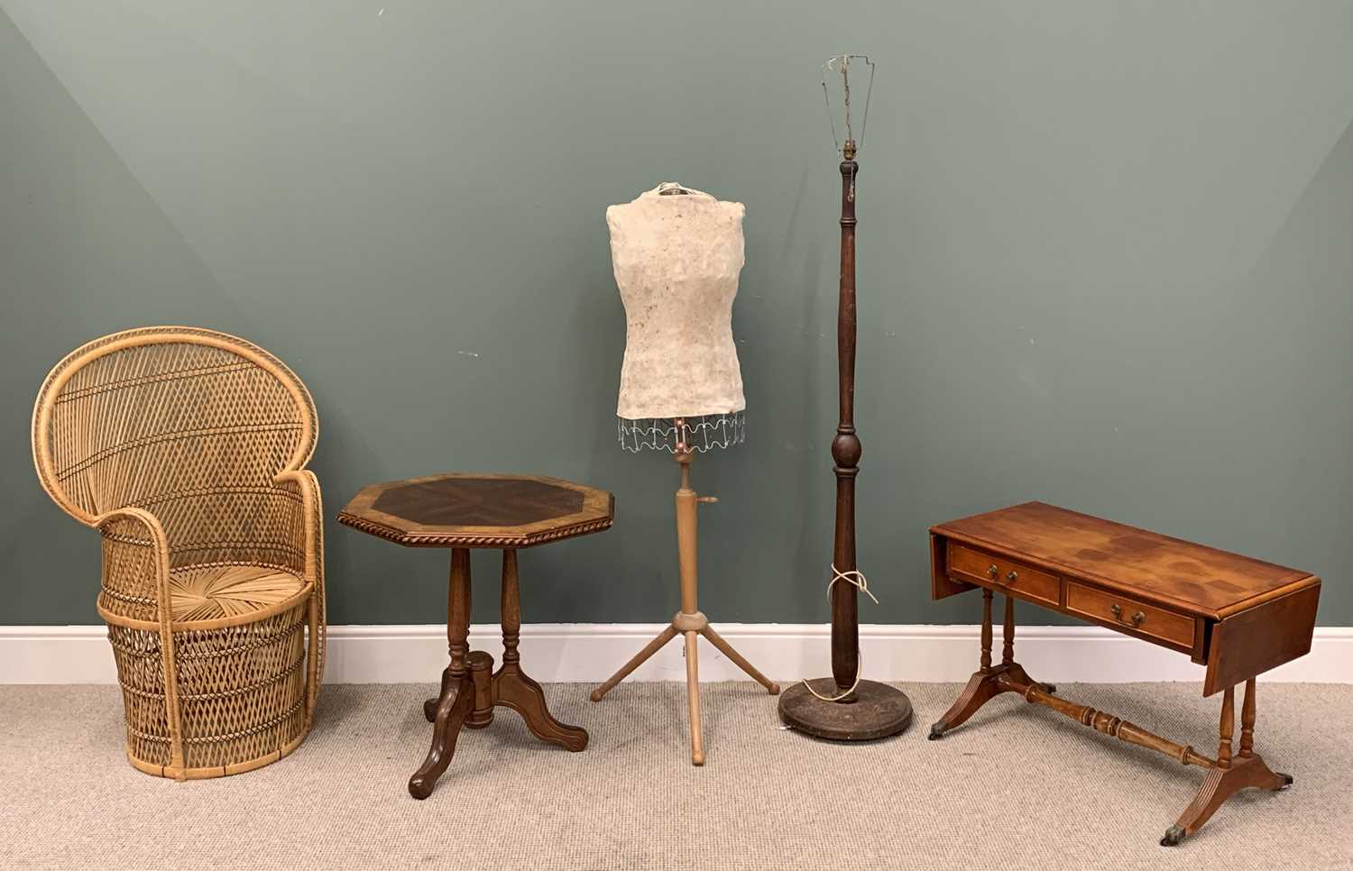 FURNITURE ASSORTMENT - to include a dressmaker's mannequin, 145cms H, reproduction mahogany and