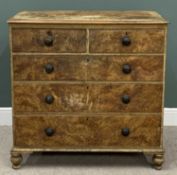VICTORIAN SCUMBLED PINE CHEST - having two short over three long drawers with turned wooden knobs,