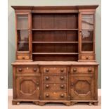 NORTH WALES ANGLESEY DRESSER - circa 1860, the top rack with glazed doors and drawers flanking three
