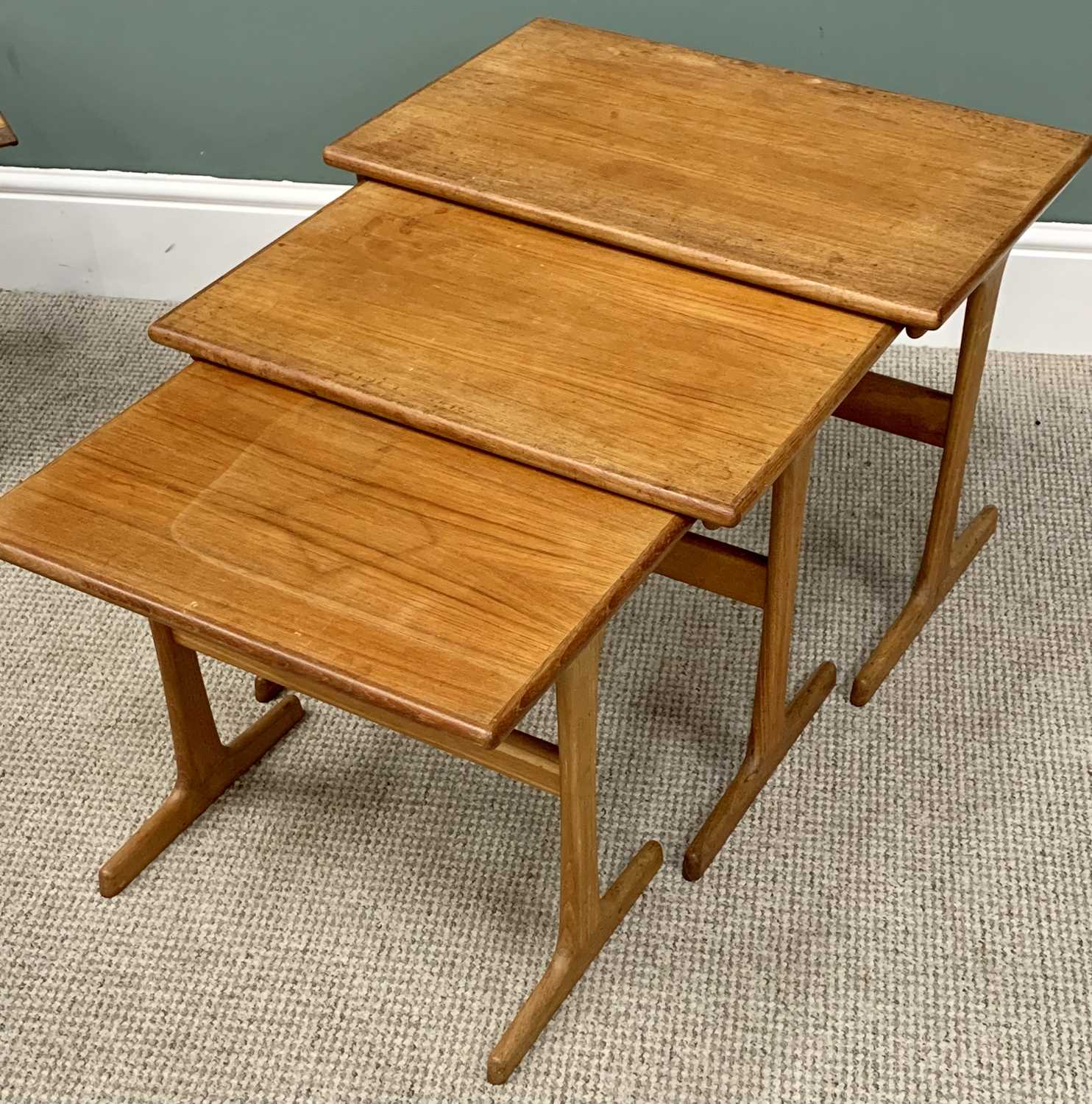MID CENTURY TEAK TYPE TABLES (4) - two Long Johns, 44cms H, 62cms W, 38cms D and 41cms H, 121cms - Image 4 of 4