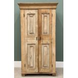 ANTIQUE STRIPPED PINE TWO DOOR CUPBOARD - shelved interior, 159cms H, 85cms W, 59cms D