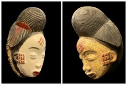 TWO PUNU MASKS, 35cm h (2)