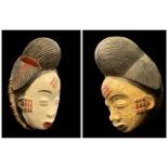 TWO PUNU MASKS, 35cm h (2)