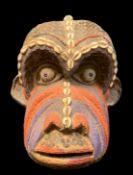 CAMEROON BEADED BABOON HELMET MASK, probab;y Bamileke, 31cm h