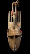 BAMANA NTOMO MASK, covered with brass sheeting, antelope forehead crest, 77cm h