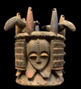 IGBO CONTAINER, 40cm h Comments: lacks central figural stopper.