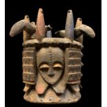 IGBO CONTAINER, 40cm h Comments: lacks central figural stopper.