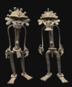 PAIR OF CAMEROON METAL ALLOY STYLISED MALE & FEMALE FIGURES, 44cm H