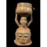 YORUBA EPA HELMET MASK, with bowl bearer crest, 56cm h