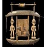 IGBO MODEL LOOM , with figure and canoe supports, 52w X 67cm h