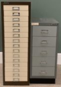 METAL FILING DRAWERS (2) - a Silverline fifteen drawer example, 87cms H, 28cms W, 41cms D and a