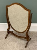 VINTAGE SWING TOILET/DRESSING TABLE MIRROR - shield shaped, 60cms H, 39cms W, 21cms D