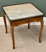 EMPIRE STYLE FRENCH MARBLE TOPPED COFFEE TABLE - with brass gallery border and embellishments,