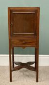 GEORGIAN MAHOGANY NIGHT STAND - having a single cupboard door over a single frieze drawer, with