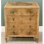 EARLY 20th CENTURY FIGURED WALNUT CHEST - having four drawers, crossbanded to the edges, the