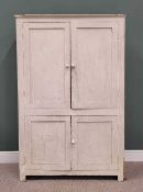 PAINTED PINE FARMHOUSE/ HOUSEKEEPER'S CUPBOARD - with four doors and inner shelves, 201cms H, 129cms