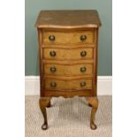 REPRODUCTION WALNUT SERPENTINE FRONT CHEST - having four drawers, on Queen Anne supports, the