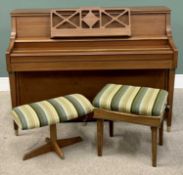 MODERN UPRIGHT PIANO - by Knights of London, 104cms H, 140cms W, 61cms D with TWO SIMILARLY