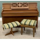 MODERN UPRIGHT PIANO - by Knights of London, 104cms H, 140cms W, 61cms D with TWO SIMILARLY