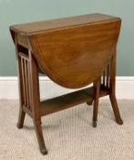 EDWARDIAN CROSSBANDED MAHOGANY SUTHERLAND TABLE - twin flap with tapering supports on brown pot