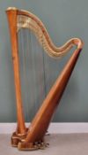 RUSSIAN MADE HARP, no. 2141 with label for Morley Galleries, Elysian Quality Seal, London, 181cms H