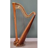 RUSSIAN MADE HARP, no. 2141 with label for Morley Galleries, Elysian Quality Seal, London, 181cms H