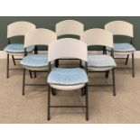 SET OF SIX PLASTIC/METAL FOLDAWAY CHAIRS - 84cms H, 48cms W, 41cms D