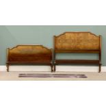 WARING & GILLOW 4ft 6ins BED FRAME - with connecting irons, having a shaped top figured walnut