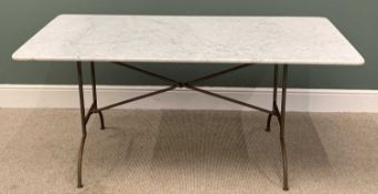 METAL BASED & RECTANGULAR MARBLE TOPPED DINING TABLE - 74cms H, 160cms W, 81cms D