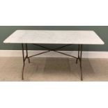 METAL BASED & RECTANGULAR MARBLE TOPPED DINING TABLE - 74cms H, 160cms W, 81cms D