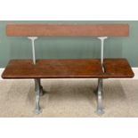 VINTAGE RAILWAY/TRAM PLATFORM BENCH - with cast iron supports, 79cms H, 122cms W, 33cms D