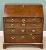 GEORGIAN STYLE MAHOGANY BUREAU - having a stepped drawer fitted interior with pigeonholes and
