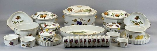 ROYAL WORCESTER 'EVESHAM' TABLEWARE - oval lidded tureen, 21 x 31 x 24cms, oval serving dish, 5 x 37