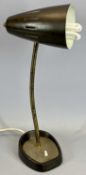 RETRO STYLE PIFCO MODEL NO 971 DESK LAMP with flexible stem, brown metal base and shade, 40cms H