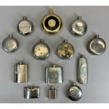 VINTAGE & LATER CIRCULAR & OTHER HIP FLASK COLLECTION (13) - silver plated, pewter and other