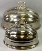 SILVER PLATED MEAT COVERS (2) - 27 and 21cm heights, 40 and 20cm lengths across