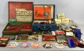 VINTAGE MECCANO SET NO 6 - in green painted wooden box, various loose Meccano parts and booklets/