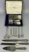 SILVER HANDLED & OTHER CASED & LOOSE CUTLERY GROUP to include three Sheffield 1959 silver handled