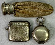 HALLMARKED SILVER & WHITE METAL POCKET ITEMS (3) - to include a vesta case, Birmingham 1920, Maker